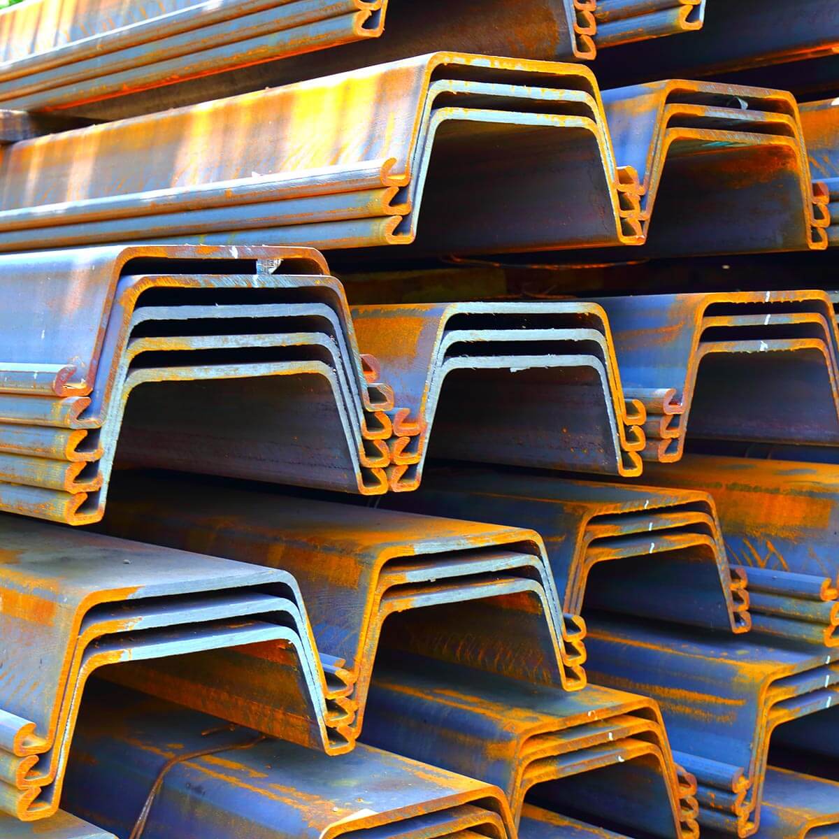 Photo of stacked sheet pile